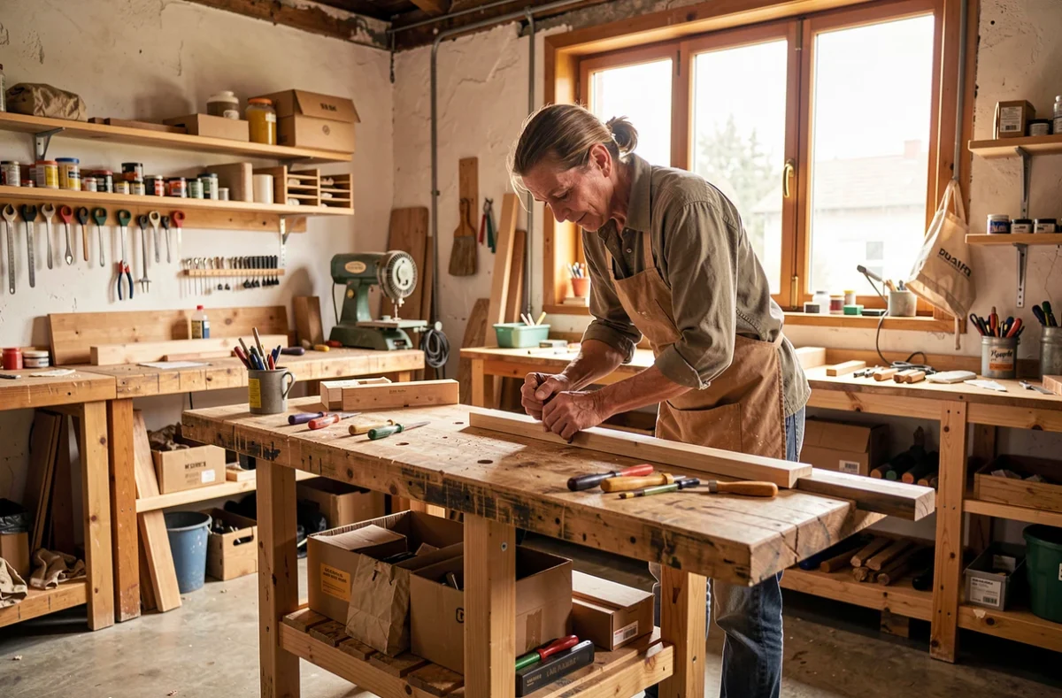 Artisan travaillant dans l'atelier d'une petite entreprise