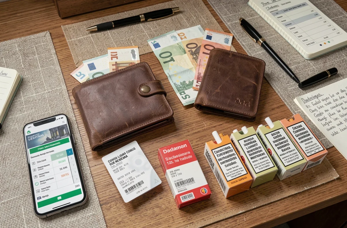 Comparaison budgétaire des prix du tabac entre la France et l'Espagne avec billets euros et reçus