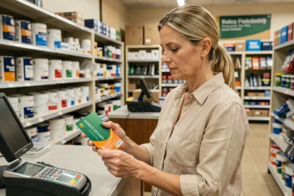 Femme utilisant une carte illicado à la caisse d'un magasin Leroy Merlin