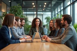 Groupe d'entrepreneurs jeunes et diversifiés en réunion