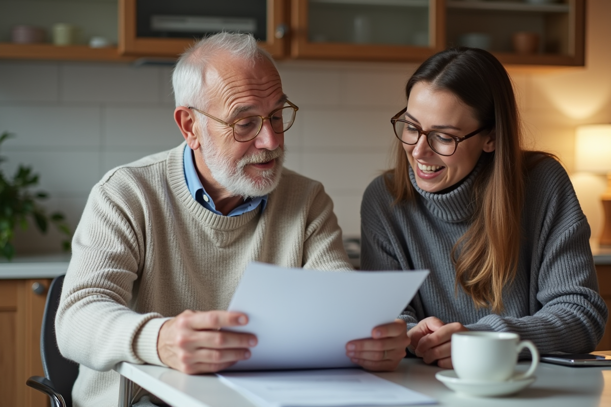 Père et fille discutant d