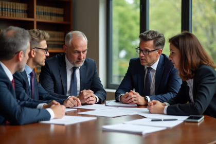 Groupe d'adultes en réunion de conseil municipal